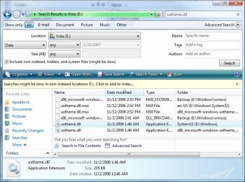 Searching for a non-indexed system file in Vista